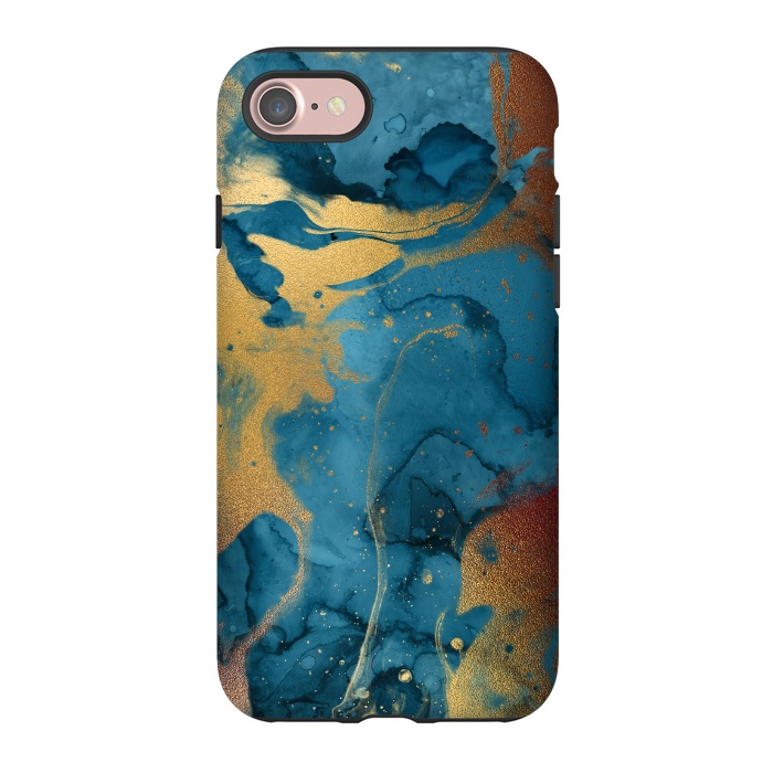 iPhone 7 StrongFit Gold and Indigo Ink Marble by  Utart