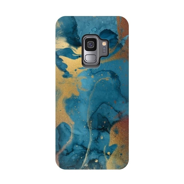 Galaxy S9 StrongFit Gold and Indigo Ink Marble by  Utart