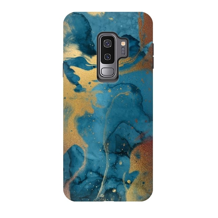 Galaxy S9 plus StrongFit Gold and Indigo Ink Marble by  Utart