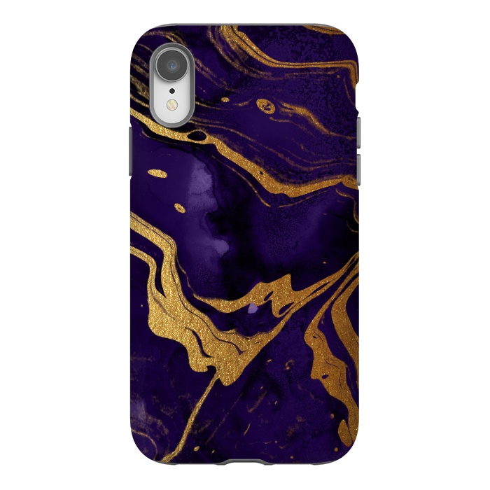 iPhone Xr StrongFit Purple and Gold Marble Ink by  Utart