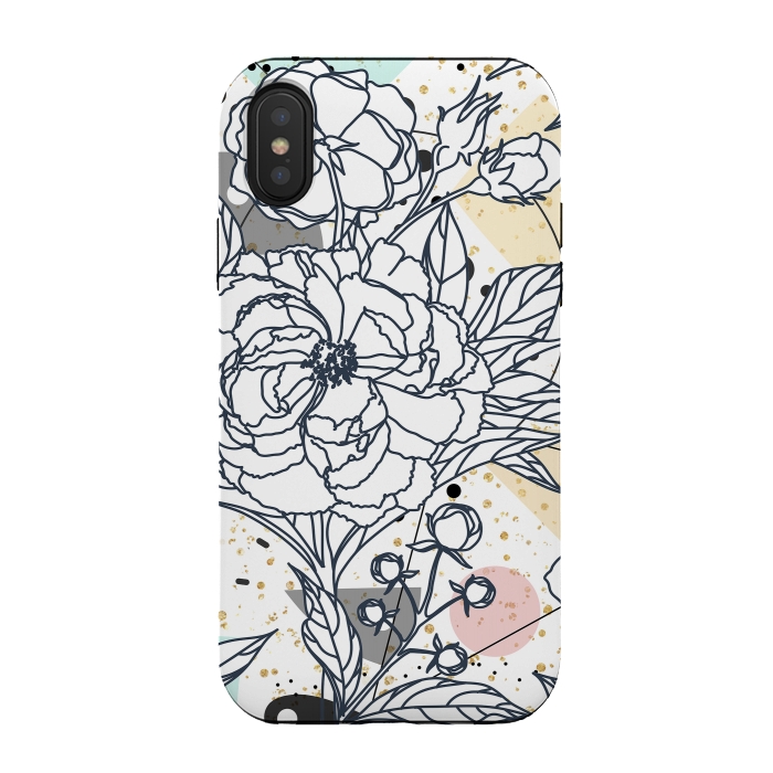 iPhone Xs / X StrongFit Modern geometric shapes and floral strokes design by InovArts