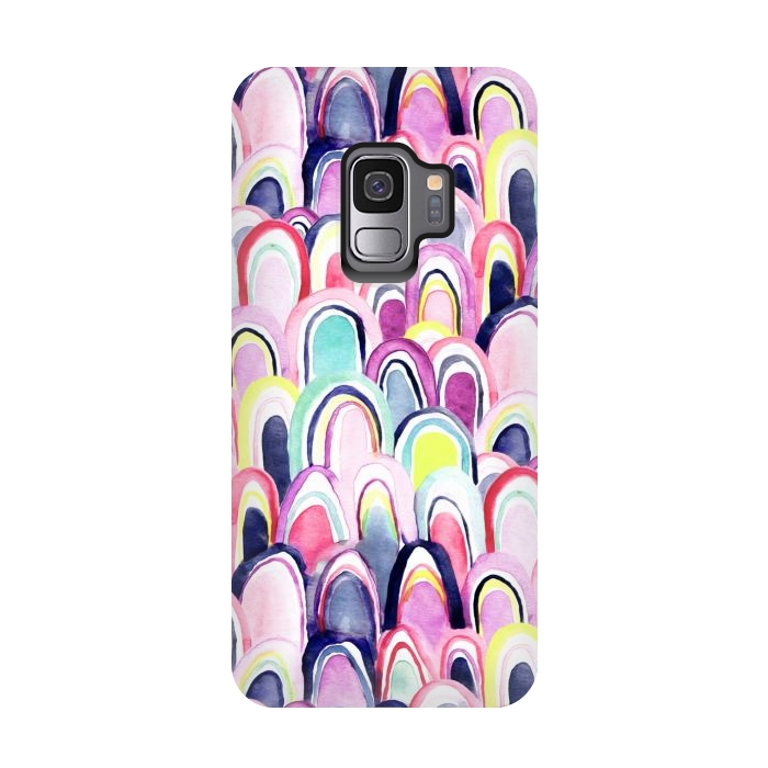 Galaxy S9 StrongFit Pastel Watercolor Mermaid Scales  by Tigatiga