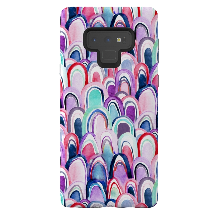 Galaxy Note 9 StrongFit Cool Watercolor Mermaid Scales  by Tigatiga