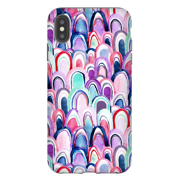 iPhone Xs Max StrongFit Cool Watercolor Mermaid Scales  by Tigatiga