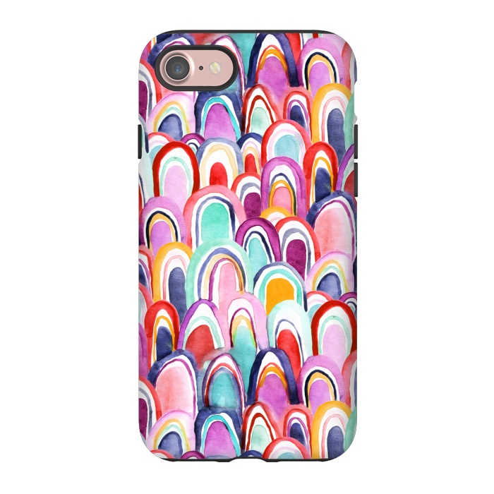 iPhone 7 StrongFit Colorful Watercolor Mermaid Scales  by Tigatiga