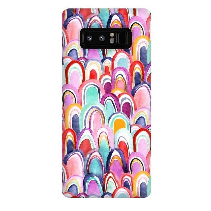 Galaxy Note 8 StrongFit Colorful Watercolor Mermaid Scales  by Tigatiga