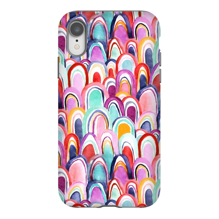 iPhone Xr StrongFit Colorful Watercolor Mermaid Scales  by Tigatiga