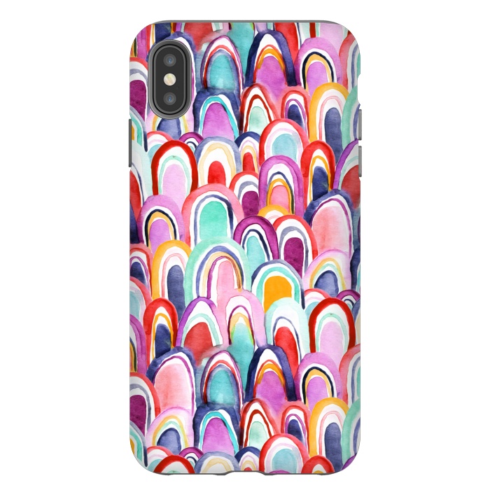 iPhone Xs Max StrongFit Colorful Watercolor Mermaid Scales  by Tigatiga
