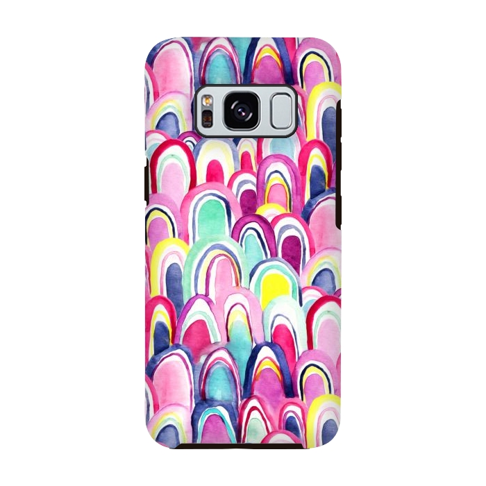 Galaxy S8 StrongFit Bright Watercolor Mermaid Scales  by Tigatiga
