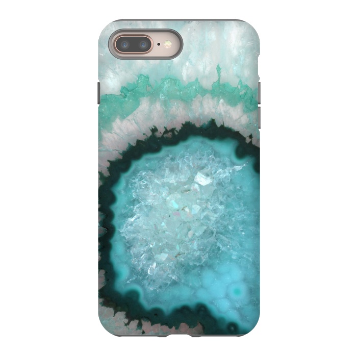 iPhone 7 plus StrongFit Teal White and Green Crystal Agate by  Utart