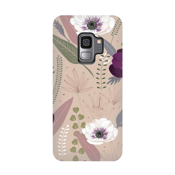Galaxy S9 StrongFit Anemones Violet by Anis Illustration