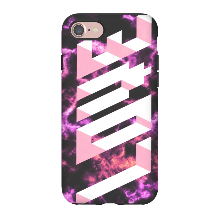 iPhone 7 StrongFit Love - 3D pink typography on magenta dark marble by Oana 