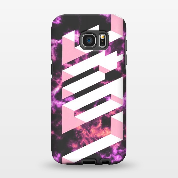 Galaxy S7 EDGE StrongFit Love - 3D pink typography on magenta dark marble by Oana 