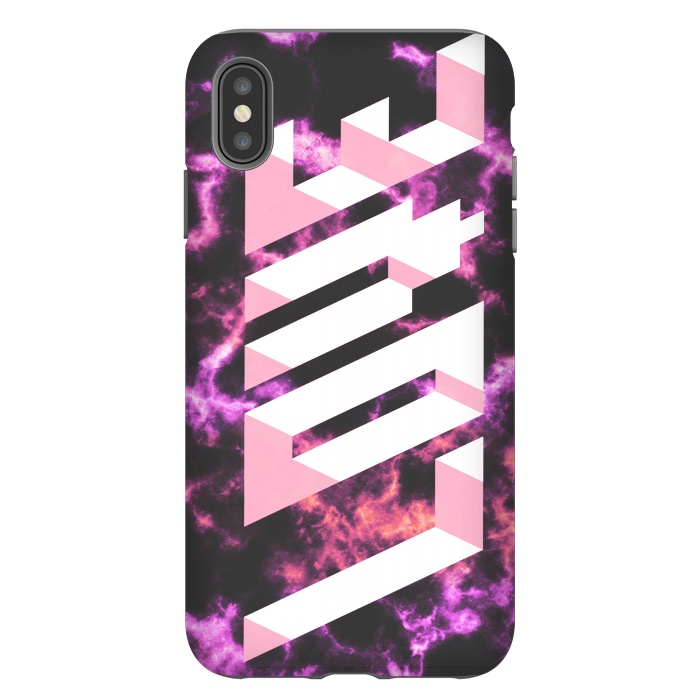 iPhone Xs Max StrongFit Love - 3D pink typography on magenta dark marble by Oana 