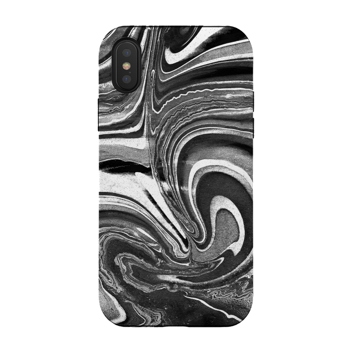 iPhone Xs / X StrongFit Black and white marble swirls abstract art by Oana 