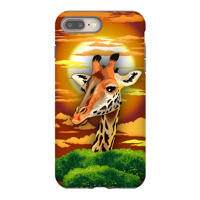 iPhone 7 plus StrongFit Giraffe on Wild African Savanna Sunset  by BluedarkArt