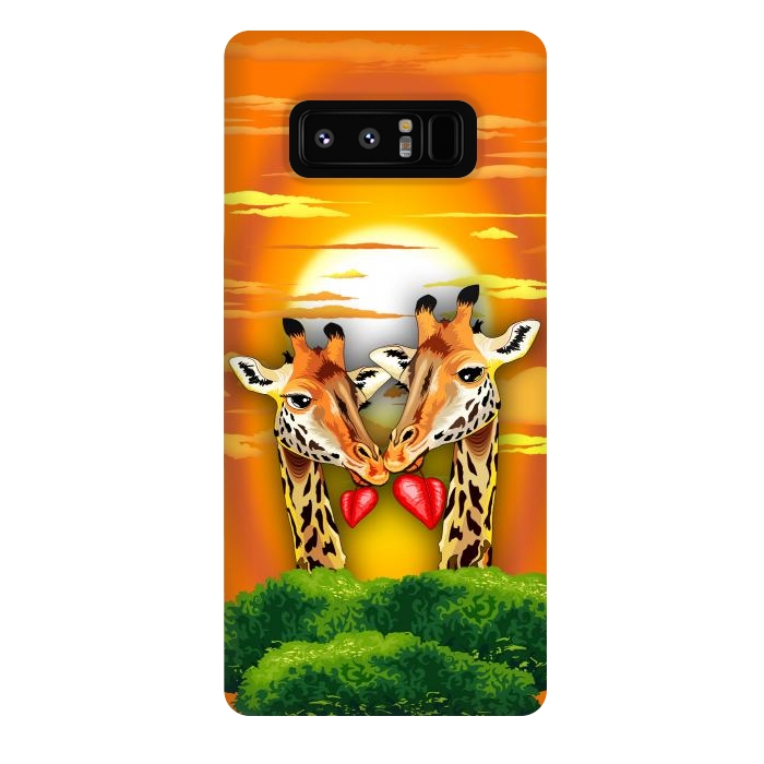 Galaxy Note 8 StrongFit Giraffes in Love in Wild African Savanna Valentine's Day by BluedarkArt