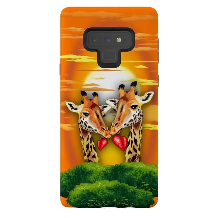 Galaxy Note 9 StrongFit Giraffes in Love in Wild African Savanna Valentine's Day by BluedarkArt