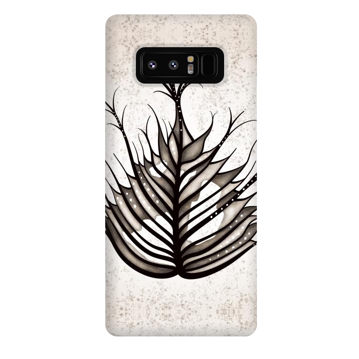 Galaxy Note 8 StrongFit Hairy Leaf Abstract Art In Sepia by Boriana Giormova
