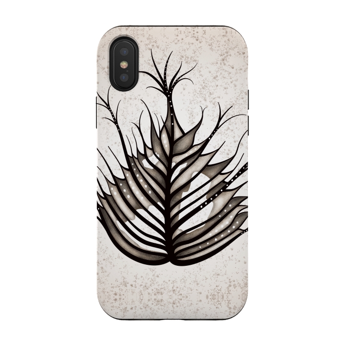 iPhone Xs / X StrongFit Hairy Leaf Abstract Art In Sepia by Boriana Giormova