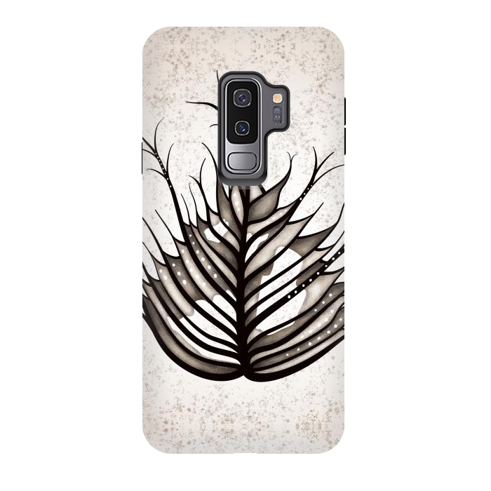 Galaxy S9 plus StrongFit Hairy Leaf Abstract Art In Sepia by Boriana Giormova