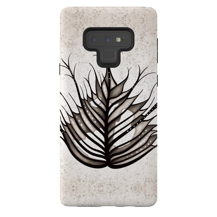 Galaxy Note 9 StrongFit Hairy Leaf Abstract Art In Sepia by Boriana Giormova