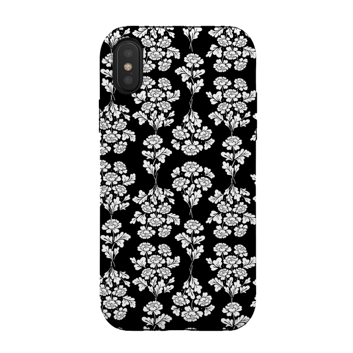 iPhone Xs / X StrongFit Black Roses bouquet Pattern by Anis Illustration