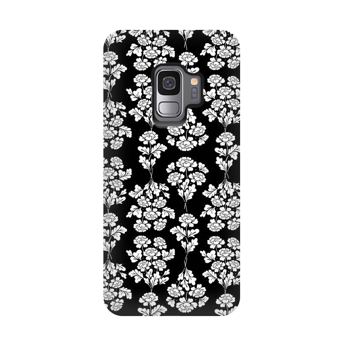 Galaxy S9 StrongFit Black Roses bouquet Pattern by Anis Illustration