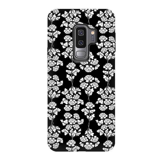 Galaxy S9 plus StrongFit Black Roses bouquet Pattern by Anis Illustration