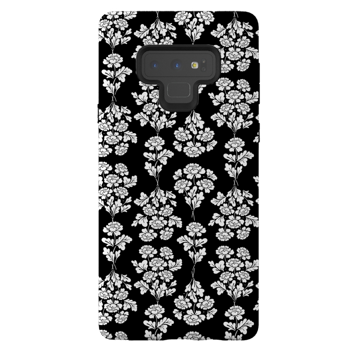 Galaxy Note 9 StrongFit Black Roses bouquet Pattern by Anis Illustration