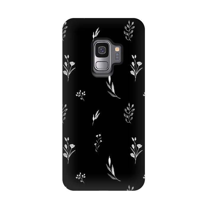Galaxy S9 StrongFit Little Botanics in black by Anis Illustration