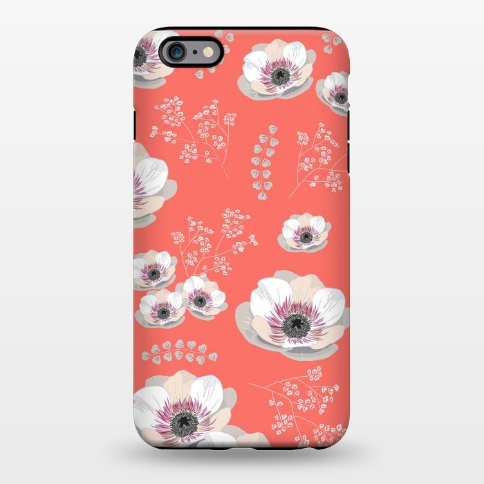 iPhone 6/6s plus StrongFit Anemones in Living Coral  by Anis Illustration