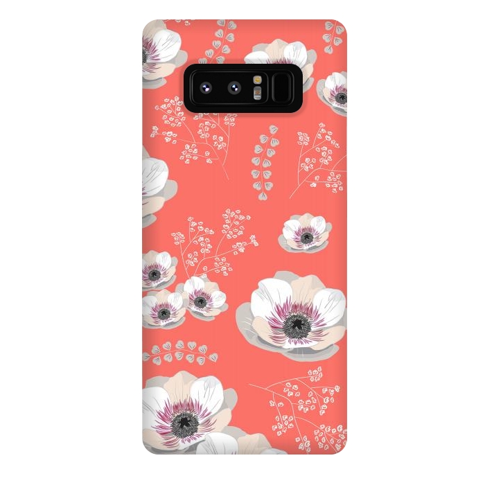 Galaxy Note 8 StrongFit Anemones in Living Coral  by Anis Illustration