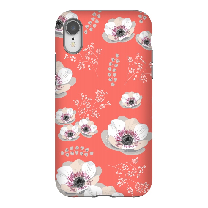 iPhone Xr StrongFit Anemones in Living Coral  by Anis Illustration