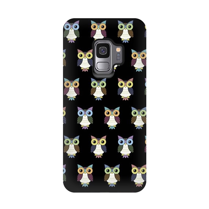 Galaxy S9 StrongFit Fancy owl pattern by Laura Nagel