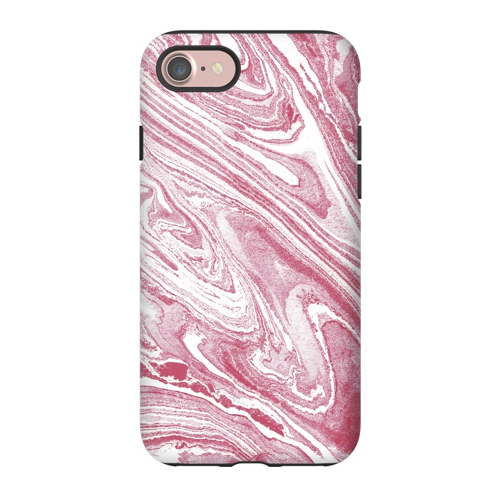 iPhone 7 StrongFit Pastel fuchsia pink and white marble lines by Oana 