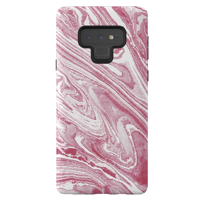 Galaxy Note 9 StrongFit Pastel fuchsia pink and white marble lines by Oana 
