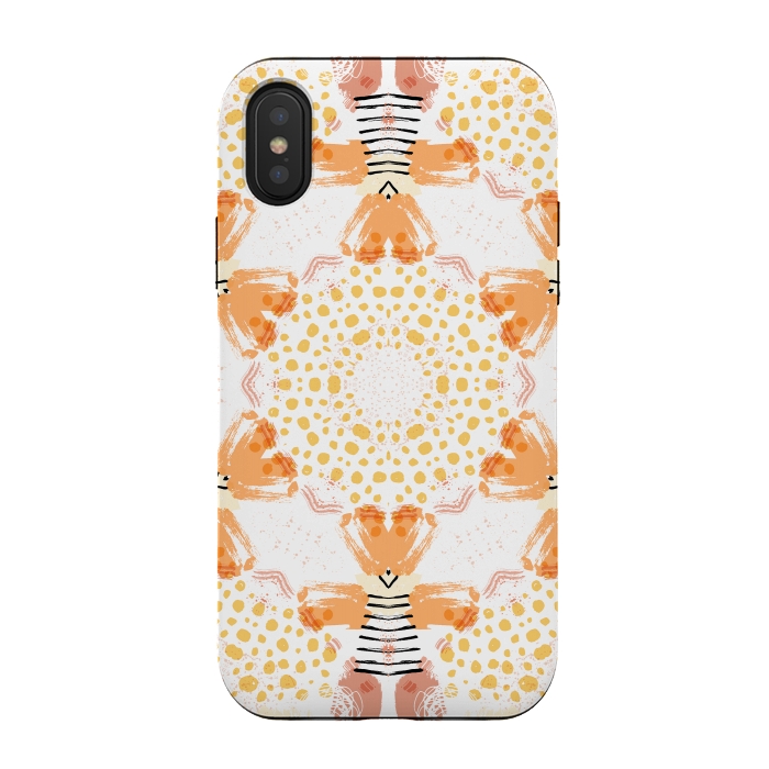 iPhone Xs / X StrongFit Yellow Kaleidoscope Mandala by Creativeaxle