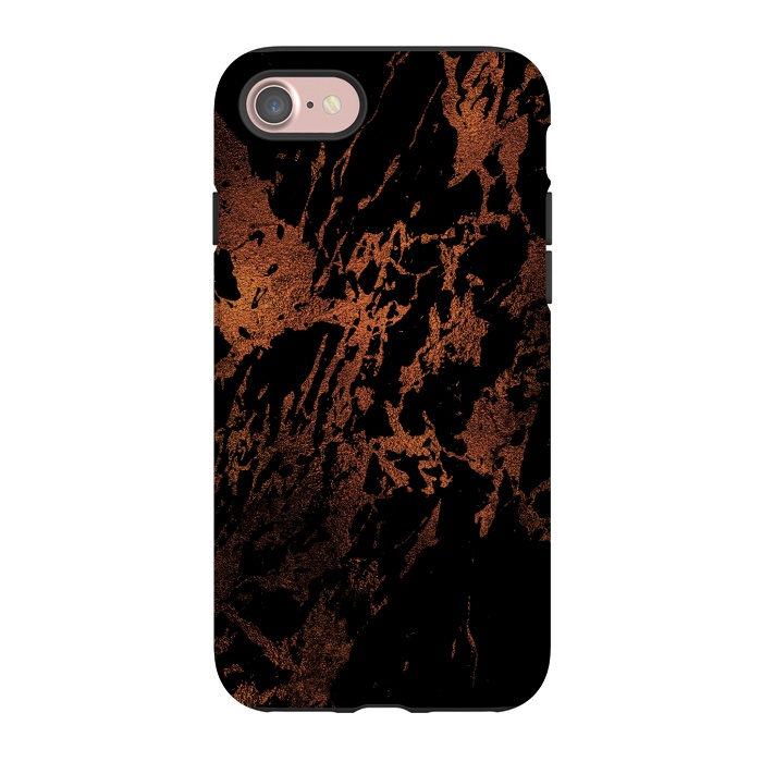 iPhone 7 StrongFit Black marble with copper veins by  Utart