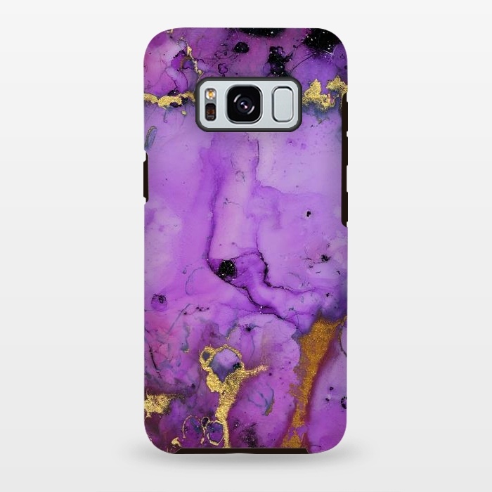 Galaxy S8 plus StrongFit Purple Marble with Gold and black glitter veins by  Utart
