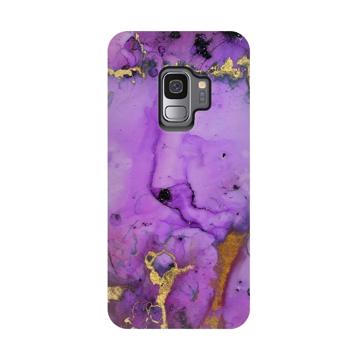 Galaxy S9 StrongFit Purple Marble with Gold and black glitter veins by  Utart