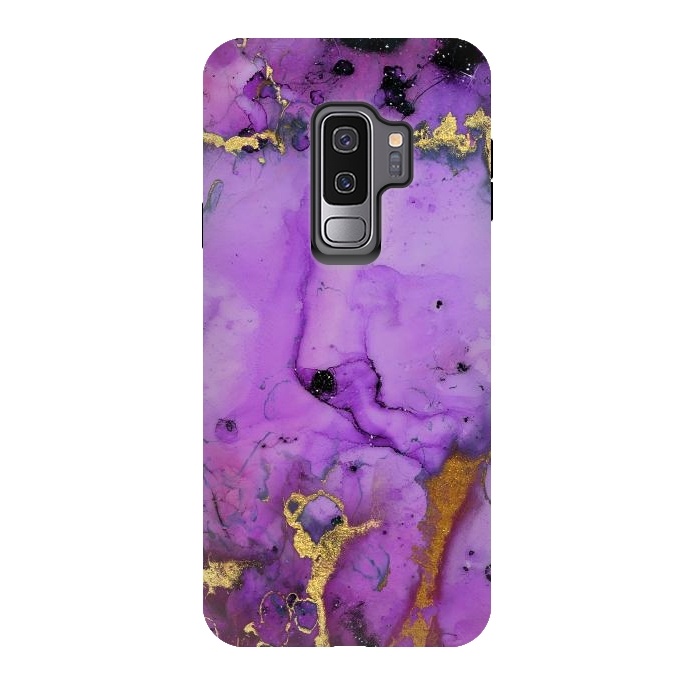 Galaxy S9 plus StrongFit Purple Marble with Gold and black glitter veins by  Utart
