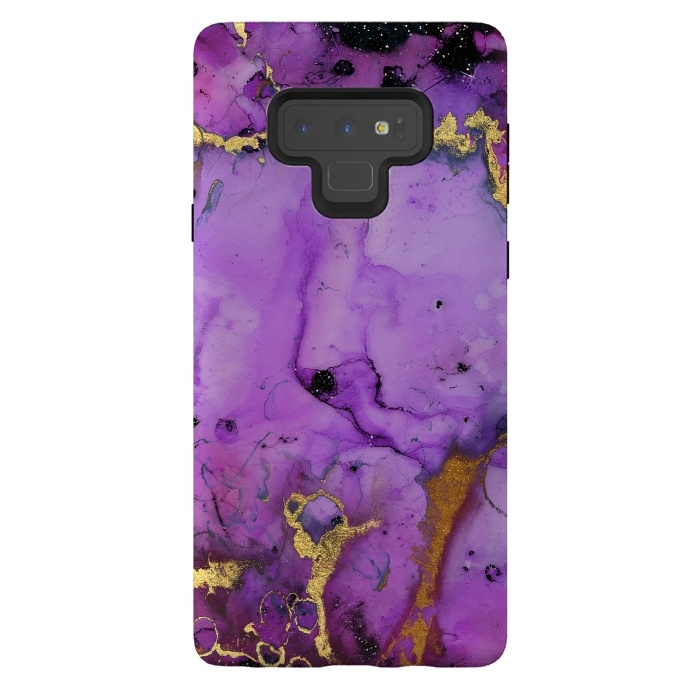 Galaxy Note 9 StrongFit Purple Marble with Gold and black glitter veins by  Utart