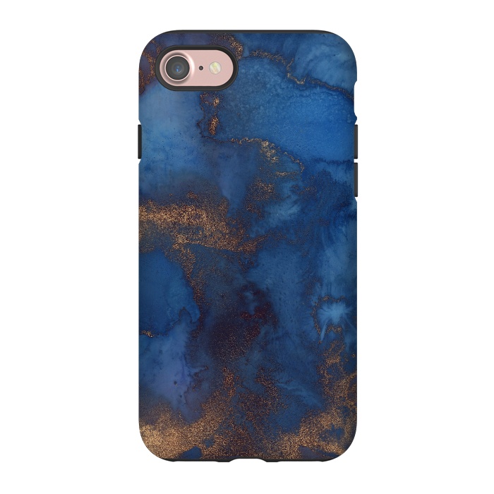iPhone 7 StrongFit Dark ocean blue marble and copper veins by  Utart