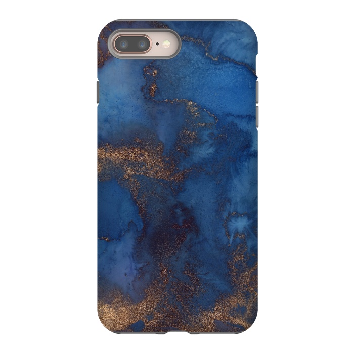 iPhone 7 plus StrongFit Dark ocean blue marble and copper veins by  Utart