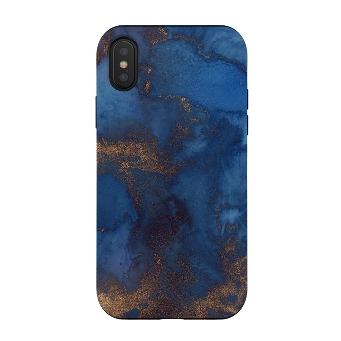 iPhone Xs / X StrongFit Dark ocean blue marble and copper veins by  Utart