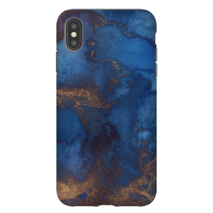 iPhone Xs Max StrongFit Dark ocean blue marble and copper veins by  Utart