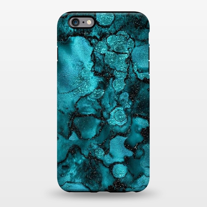 iPhone 6/6s plus StrongFit Indigo and Ocean Green Marble with Black Glitter veins by  Utart