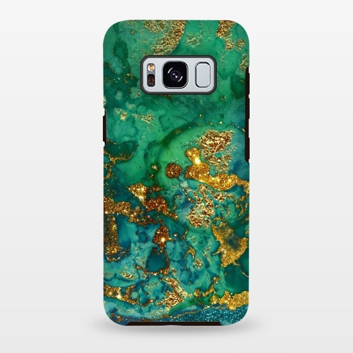 Galaxy S8 plus StrongFit Green Summer Marble with Gold Veins by  Utart