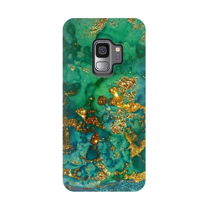 Galaxy S9 StrongFit Green Summer Marble with Gold Veins by  Utart